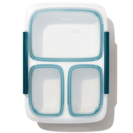 Oxo Prep & Go beholder med tre rum, 0,97 liter - Hvid og grøn | KitchenOne