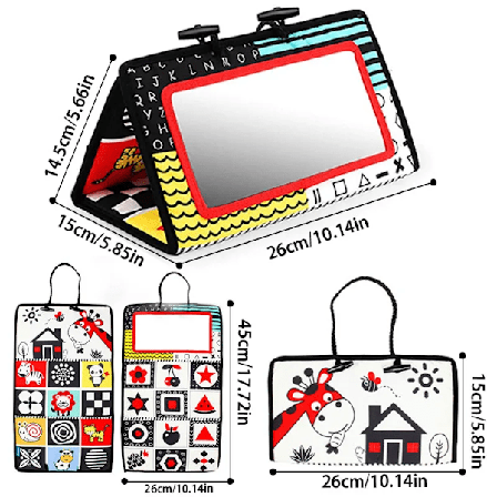 Svart og hvit baby speil mage tid leker for baby montessori utvikling kryp leker
