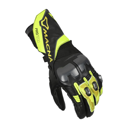 Motocyklové Rukavice Macna Protego Černá/Fluo Žlutá L