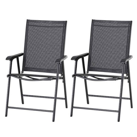 Nancy's Pace Tuinstoelen - Klapstolen - Set Van 2 - Armleuningen - Campingstol - Metaal - Sort - 58 x 64 x 94 cm