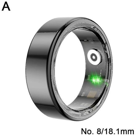 R02 Älysormukset Terveys Vedenpitävät Sormukset Seuraavat Syketasoa Fitness-seurantalaitteet (Musta 18,1 mm)