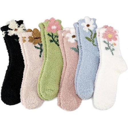 Par - Sokker - Damesokker - Varme, lodne fleecesokker - Damesokker til husbruk - Blomstersokker - Varme vintersokker - Myke sokker - Sovesokker