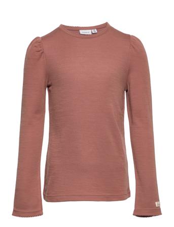 Nkfwyla Wool/Vis Ls Top Xxii Langærmet T-shirt Lyserød Name It