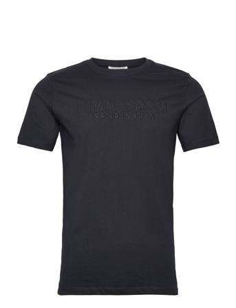 Brand Embroidery Tee S/S T-shirts Short-sleeved Marineblå Lindbergh*Betinget Tilbud