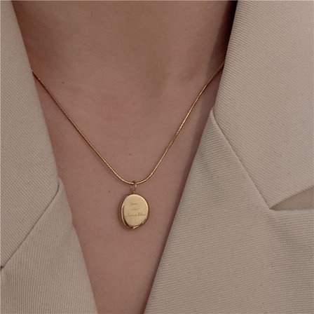 Brev i titanstål, rostfritt stål, hänge, halsband, guld