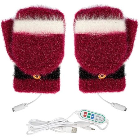 Usb-uppvärmda handskar 3 värmenivåer vintervärmare vante full & halv finger laptop handskar för att skriva arbete