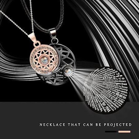 Projektionshalskæde (Rosenguld+Sort), Sol og Måne Projektion