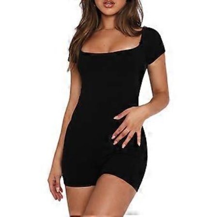 Komfortabel Fitness Romper Dress Dame Jumpsuit Generøs Krage Hofte-Slank Sexy Jumpsuit Yoga Fitness Klær Svart S(S Svart)