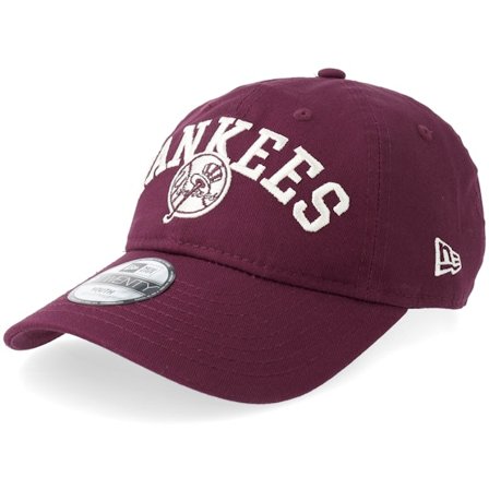 New Era - MLB Röd unconstructed Keps - Kids New York Yankees College 9TWENTY Burgundy Dad Cap @ Hatstore
