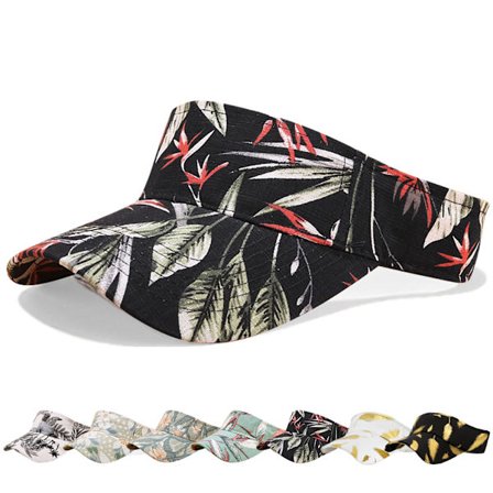 Solskjermer for kvinner - sommer Justerbar Visor Hat, Golf Visor Damer Sol Visor Hat Hestehale Baseball Cap Trykt Tennis Løping Visors Cap