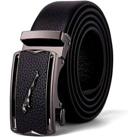 Herrebælte i ægte læder med spænde til mænd, stilfuldt Jaguar M