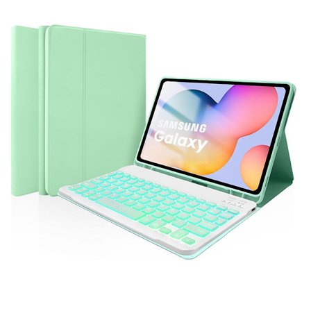 Fodral för Samsung Tab A9 Plus 11 tum Färgglatt Bakgrundsbelyst Bluetooth Tangentbord Pennhållare Läderfodral