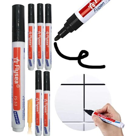 6-pak fugemasse pen flise pen fugemasse markør med fugemasse reparation til fliser væg gulv sort fugemasse markør-FF-