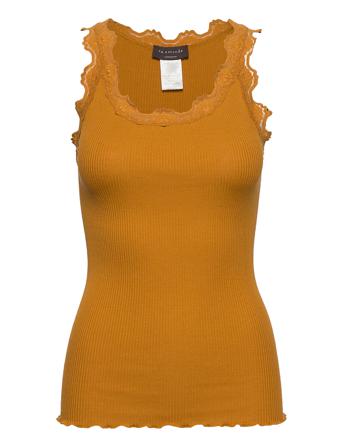 Silk Top W/ Lace T-shirts & Tops Sleeveless Gul Rosemunde*Betinget Tilbud