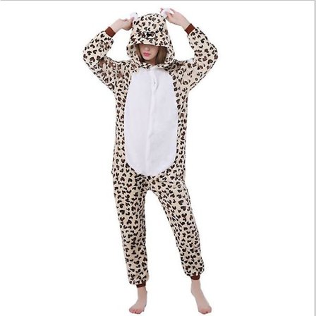Naisten Cosplay-hupullinen eläinsarjakuva Leopard Bear Pyjama -1