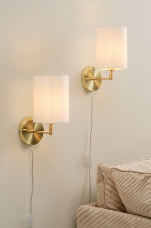 Jotex - SETH vegglampe 2-pk Hvit/messing - Kjøp Vegglamper hos Jotex