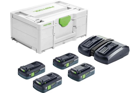 Festool SYS 18V 4x4,0/TCL 6 DUO Laddpaket 4 x 4,0 Ah, 18 V, Maskintillbehör & förbrukning