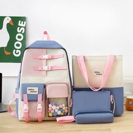 Skolesekk jente videregående skole elev ungdomsskole elev barneskole elev Mori stor kapasitet enkel ungdomsskole elev ryggsekk-blå