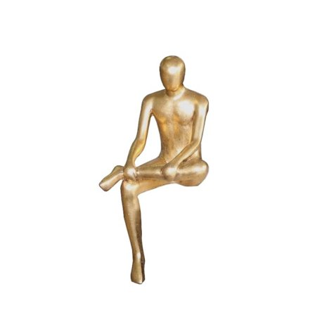 Roikkuva mieshahmo, kultainen sintrattu kivi, 19x23x43 cm