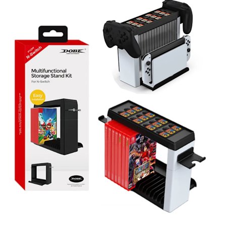 For Nintendo Switch Oled Multifunksjonskonsollstativ for Oppbevaring av Spill CD-Disker Pro Kontroller