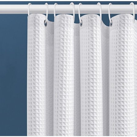 Vaffelmønstret Bruseforhæng med Metalringe Anti-Skimmel Badeværelsesforhæng Kraftigt Badeværelsesgardin til Badekar Brusekabine (Hvid 80x180CM)