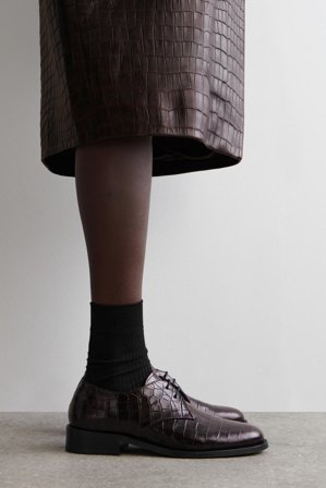 COS Women's Zapatos Derby De Piel Efecto Cocodrilo in Marrón