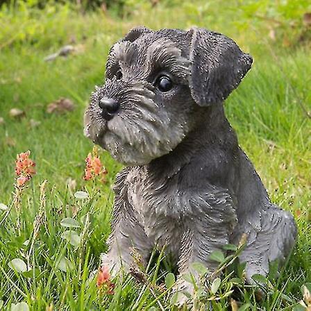 Istuva Schnauzer-pentu -patsas, hartsipihan veistos, super söpö puutarhan pihan sisustus