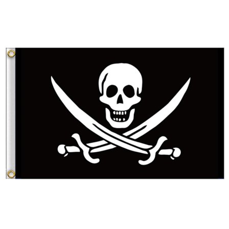 Pirat-skalle och korsbenaflagga, trasig läskig piratbanner