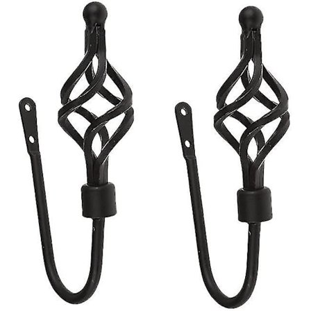 2 Spiralfuglbur Gardin Tilbakeholdere Veggkroker Svart