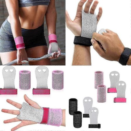 Turntreningsgrep og håndleddsbåndsett for barn - Komfortable treningshansker med håndleddsstøtte - Rosa