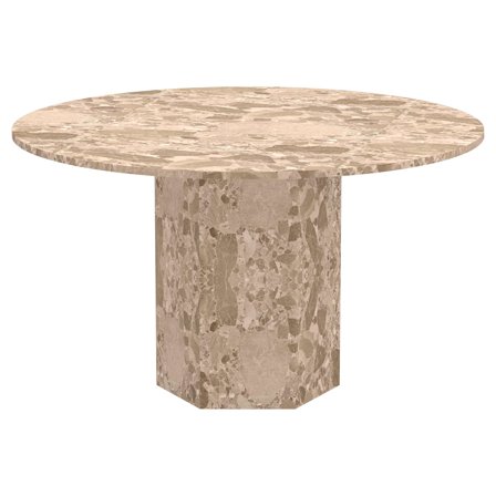 Naxos Spisebord, Latte Marmor, Rundt Ø130x75cm - Eksklusivt Marmor Spisebord - Unikt Design til Spisestuen - Funktionel Overflade