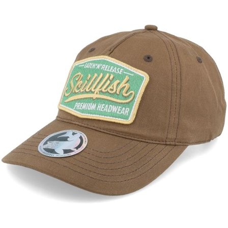 Skillfish - Brun unconstructed Keps - Premium Fishing 436 Waxed Cotton Brown Dad Cap @ Hatstore