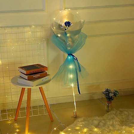 Luminous Ballongrosbukett med LED-ljus Bobo Ball med Ros 20 tum Glödande Bubbelballonger med Ljuskedja