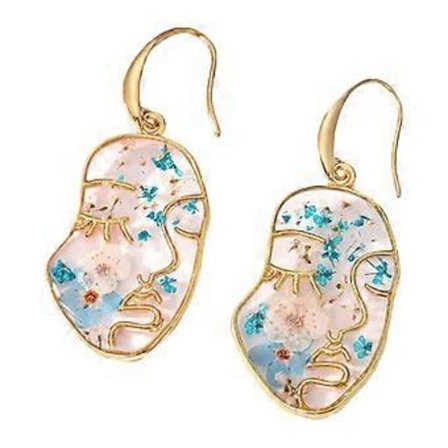 Abstrakte Ansigt Vedhæng Øreringe Kvinder Øreringe Ansigt Form Geometriske Dråbe Øreringe Smykker Julegave Legeringsmateriale Blå (Blå)