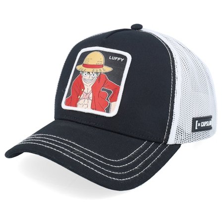 Capslab - One Piece Luffy White/Black A-Frame Trucker Trucker Black Cap - @ Hatstore