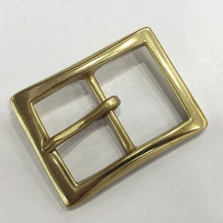 Japanskt spänne i massiv mässing, nålspänne, bältesspänne i mässing, handplanterat garvat läderspänne i koppar