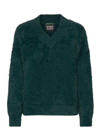 Fluffy V-Neck Relaxed Pullover Green Scotch & Soda