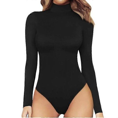 Dame Mock Turtle Neck Langærmet Toppe Bodysuit Jumpsuit