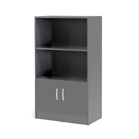 Büroschrank FLEXUS mit 2 offenen Fächern, 1325 x 760 x 415 mm, grau