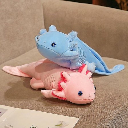 45cm Kawaii Fargerik Salamander Plysjleke Fylt Søt Axolotl Salamander Fuzzy Plysj Fisk Soothing Lang Pude Plysj Barn Gave A