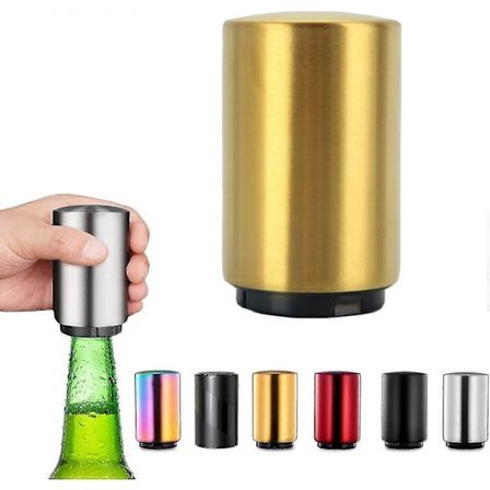 Oplukker, Automatisk øloplukker i rustfrit stål med trykfunktion, ølgaver til mænd, køkkenredskaber til mænd (FMY)