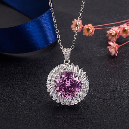 Rund diamant Stort Zirkonhängande Kvinnlig Tik Tok Live Stream Rosa Diamant Zirkonhängeljus Lyxsmycken