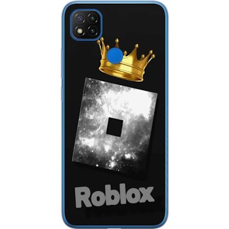 Kompatibelt Mobildeksel til Xiaomi Xiaomi Redmi 9C Minimalistisk svart og sølvfarget Roblox-symbol med gylden krone og luksuriøs gamer-estetikk på