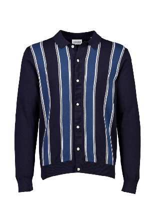 Lindbergh Knitted polo cardigan L/S Knit Tröjor Herr Blå M