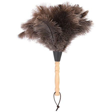 Reusable Ostrich Feather Duster with Anti-Static Wooden Handle