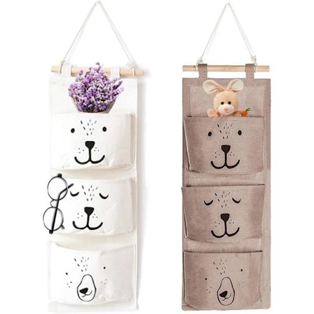 2 stk Hengende Oppbevaringsveske, Oppbevaring med 3 Lommer Hengende Lommeorganisator, Bad, Hengende Oppbevaring, Soveromsoppbevaring