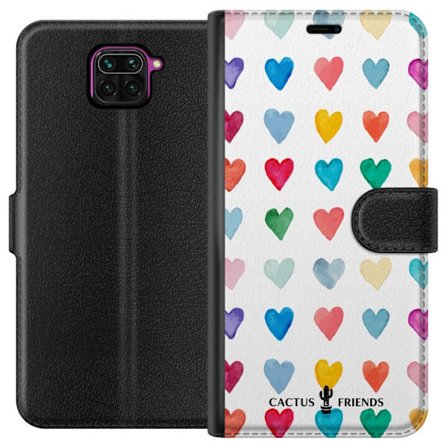 Kompatibel Tegnebogsetui til Xiaomi Xiaomi Redmi Note 9 Cactus and Friends - Watercolor Love Grid
