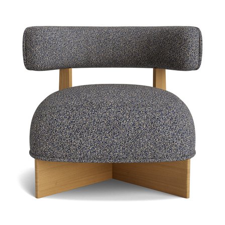 Stake Sessel, Eiche, Corbett Bläulich, moderner Polstersessel mit meliertem Stoffmuster, bequeme Rückenlehne, skandinavisches Design, 70cm