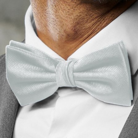 Silver-tone Pre-Tied Grosgrain Bow Tie for Men - Pre-tied bow ties