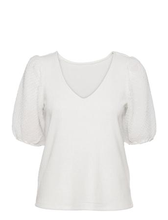 Viazure Rev V-Neck 2/4 Top/Su White Vila